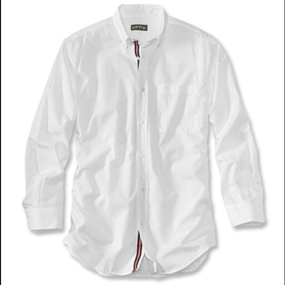 White Orvis button Down shirt